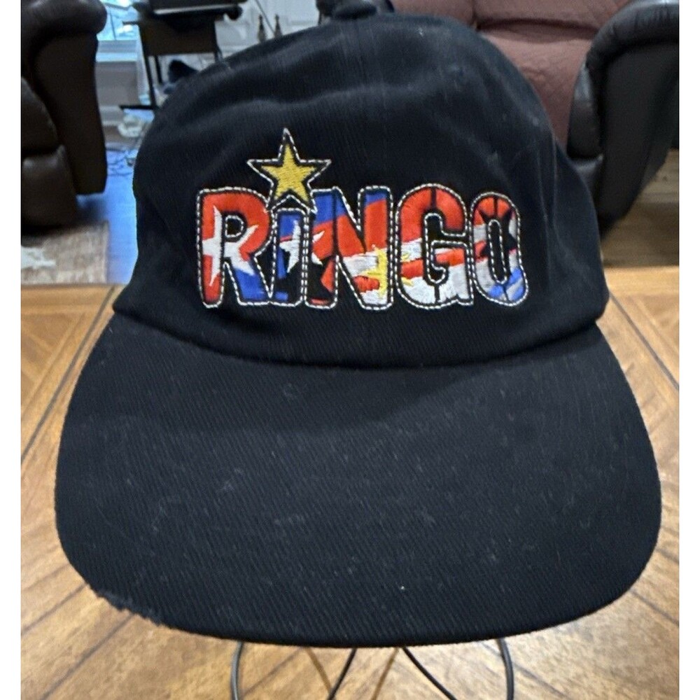 Vintage RINGO STARR ALL-STARR BAND 2001 Tour Black Cap Hat Buckle Strap GUC